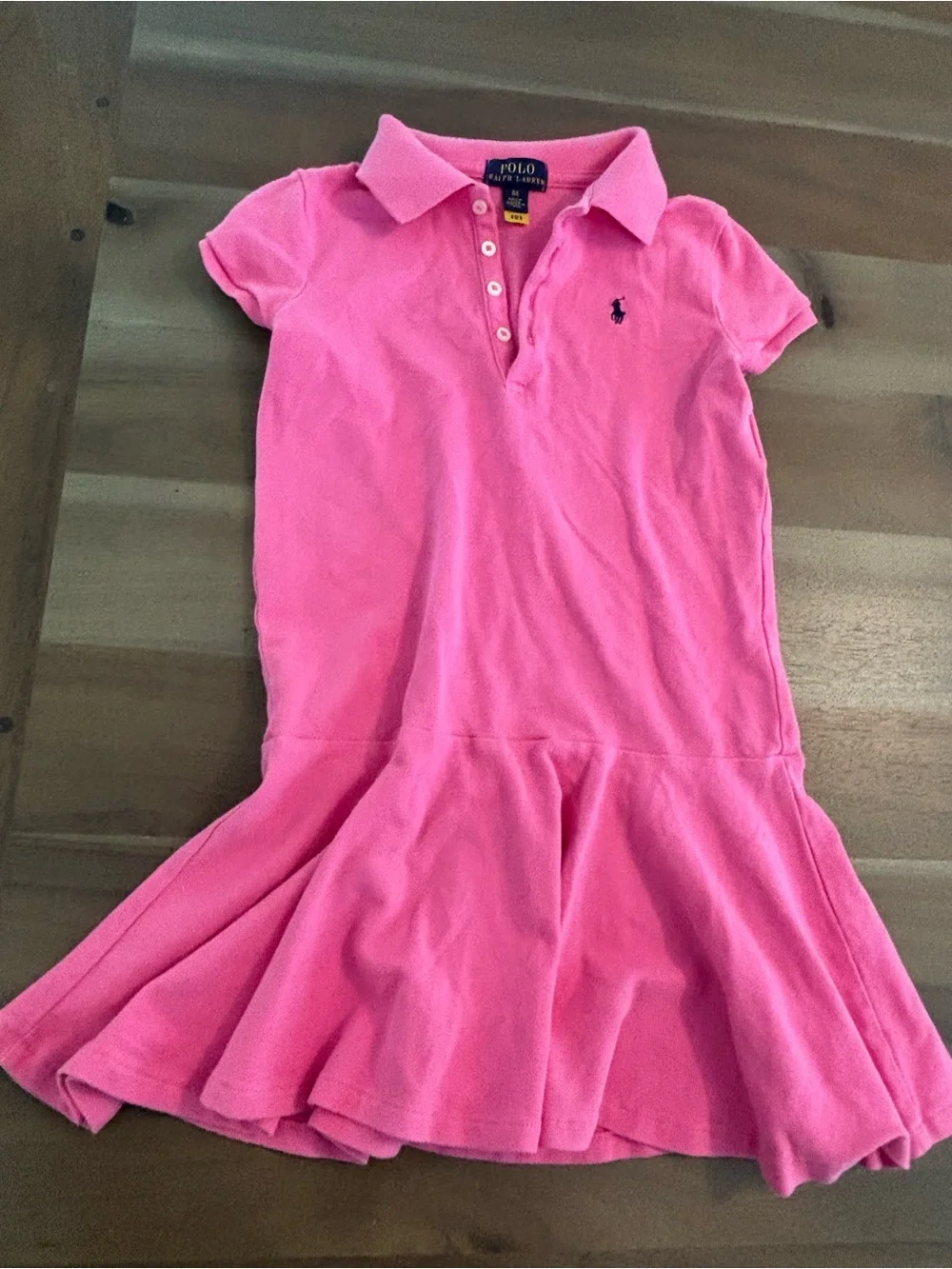 Ralph Lauren Bright Pink Girls Polo Dress with Logo